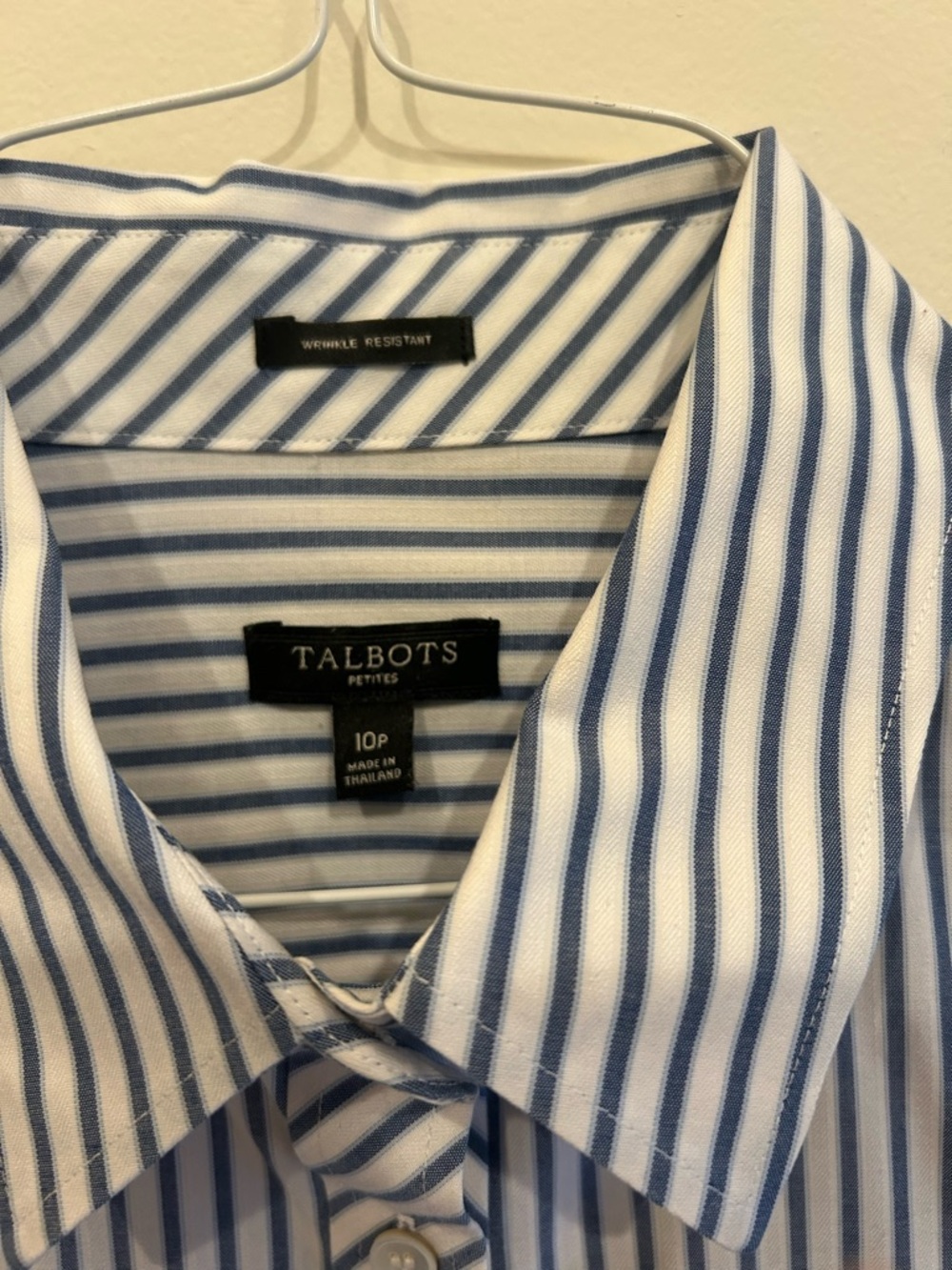 Talbots White and Blue Vertical Stripe Dress Shirt - Picture 2 of 8
